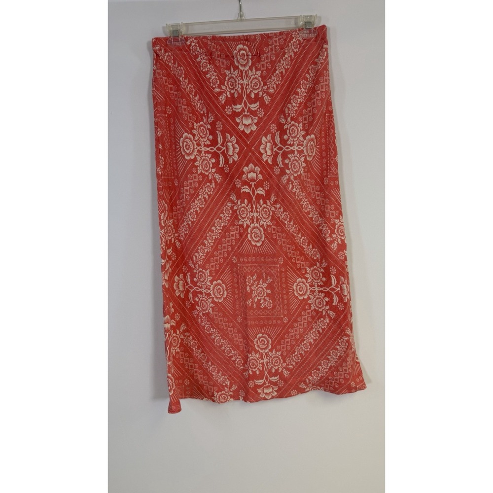 Voyageur Mersea Linen Maxi Midi Skirt Womens M Floral Drawstring